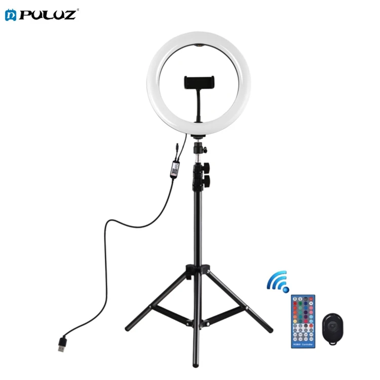 

Wholesale PULUZ 1.1m Tripod With 10.2 inch Curved Surface RGBW LED Ring Vlogging Video Light Live Broadcast Kits