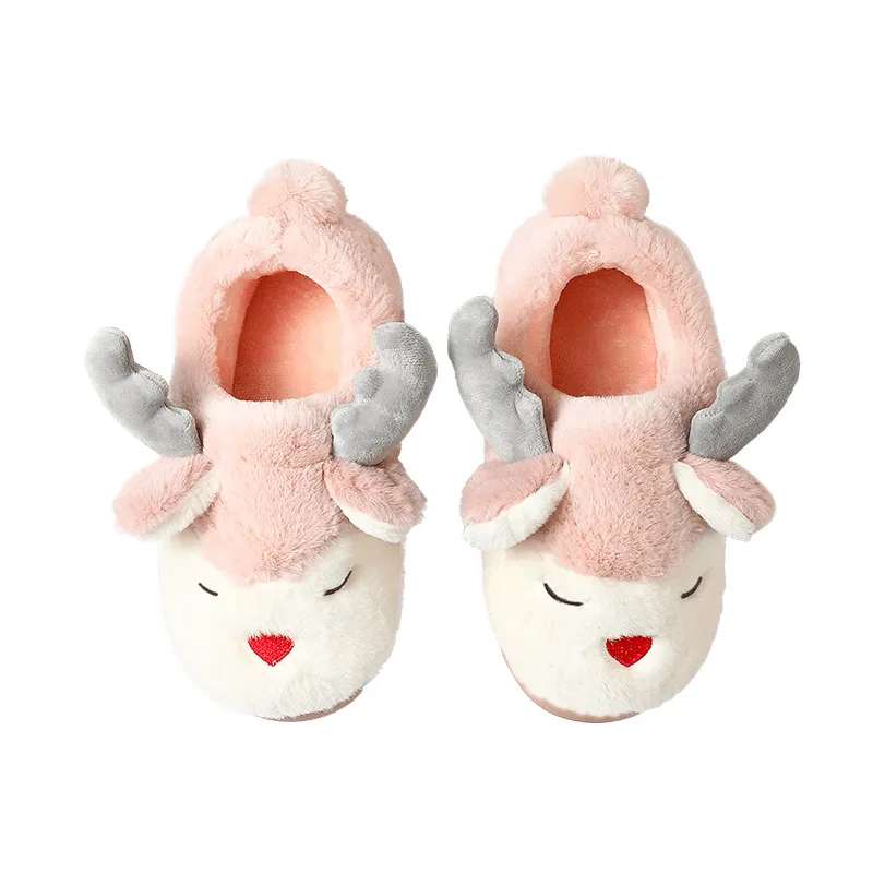 

OEM winter super soft elk slippers plush indoor bedroom Christmas, As pictures