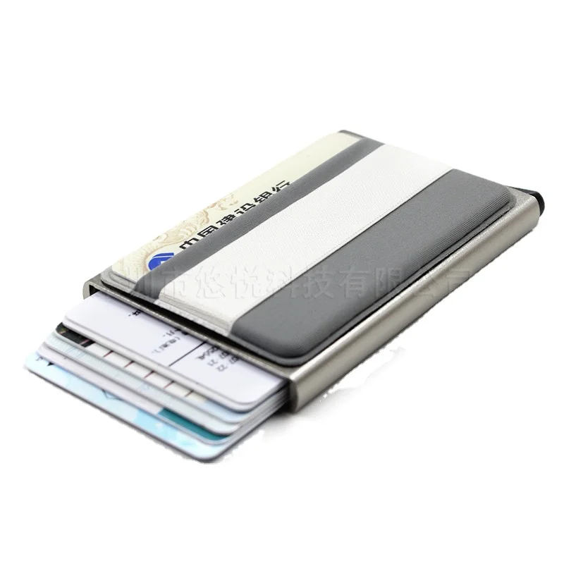 

YOUYUE Credit Card Holder Case Aluminum Wallet With Elasticity Back Pocket RFID Thin Metal Wallet Business ID Card Holder