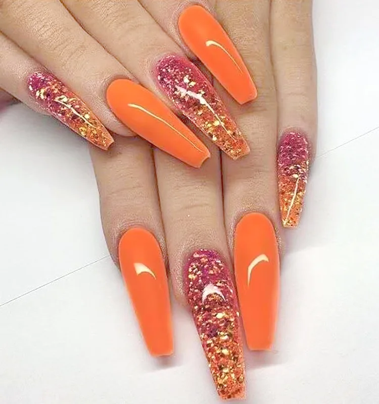 

24pcs False Fingernails Pink Full Cover Long Square Fake Nails Removable Pre-glued Fake Nails