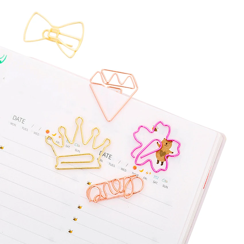 

Creative Rose Gold Special-shaped Paper Clips Metal Material Memo Clip for book School Party Supplies Gift for Kids