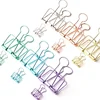 Office supplier school accessories colorful hollow out binder clip metal wire skeleton clips