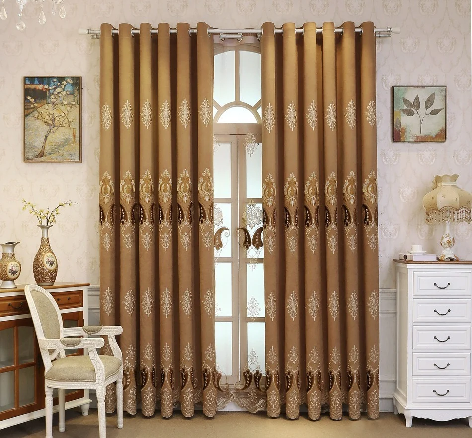 Wholesale Custom Embroidered Sheer Curtains European Style Luxury