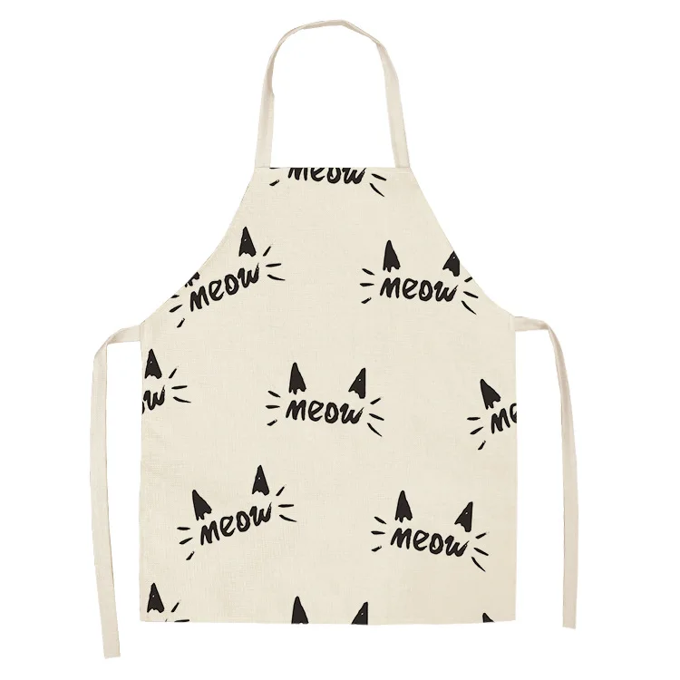 

Digital printed logo cotton linen creative cat pattern cooking apron, Customer's requirements