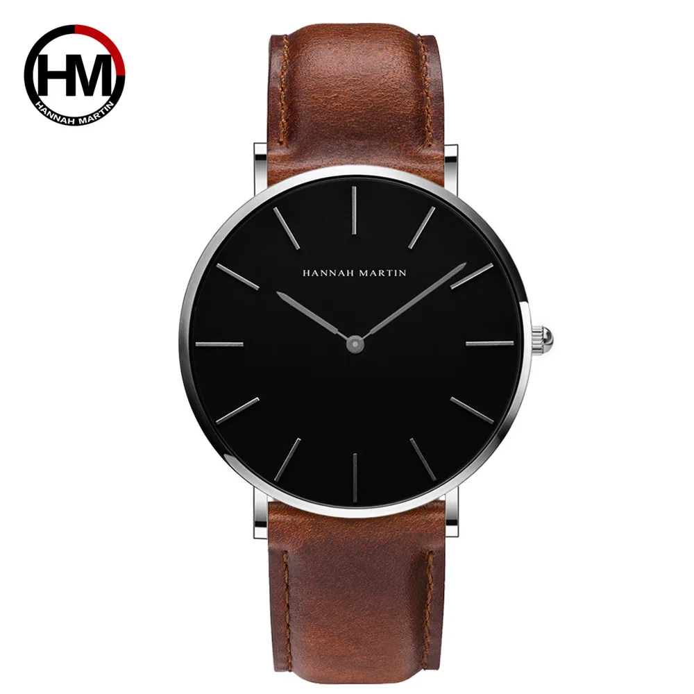 

hannah martin watch CH02 elegance dongguan mens timepiece luxe PU leather strap water resist Ultra thin Casual hand watch