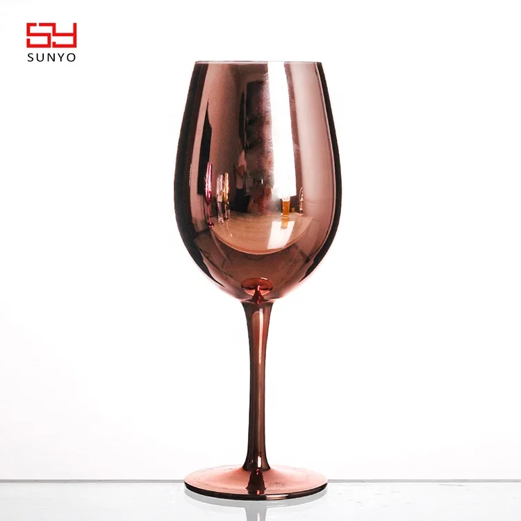 

Hot Selling Customized Handblown Chandon Champagne Electroplated Gold Pink Wine Goblets Glass, Pink/gold/ blue/ any color can customize