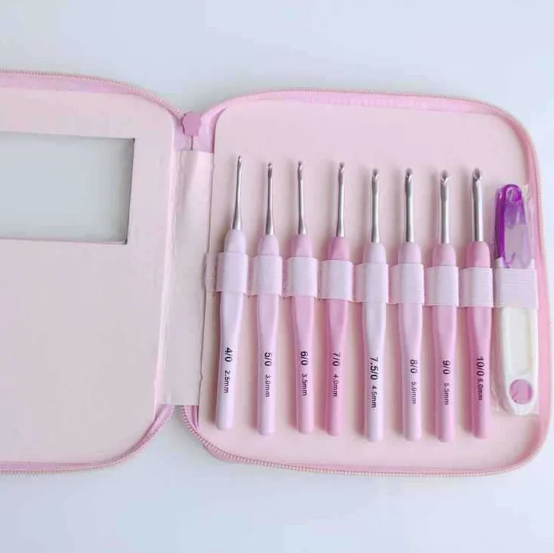 Hot Selling Metal Head Ergonomic Crochet Hook Kit Needle Ergonomic