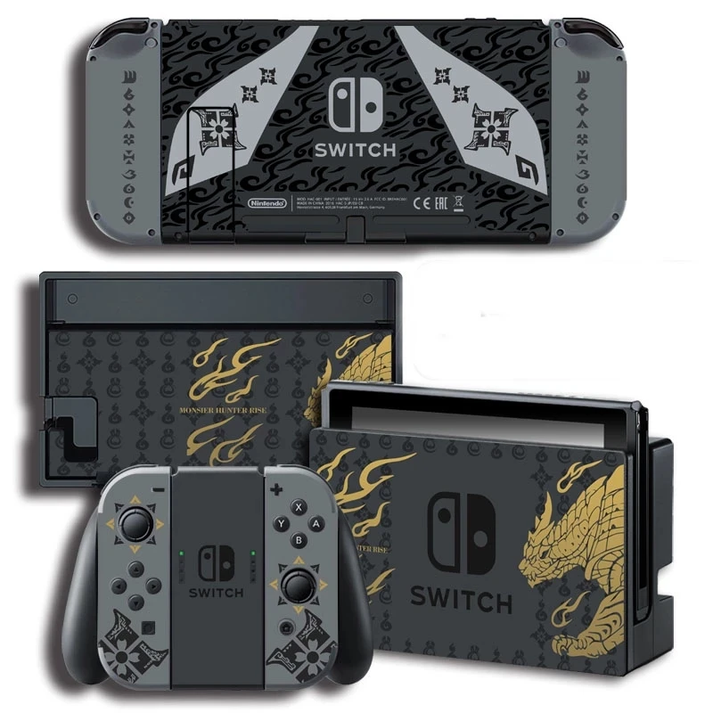 

Game Skin Protector Sticker Cover Stand Dock Charger Protective Film for Monster Hunter RISE Nintendo Switch Console NS Joycons