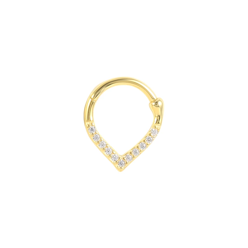 ROXI Fashion S925 Sterling Silver Peach Heart Shaped Zircon Nose Ring 18K Gold Plated