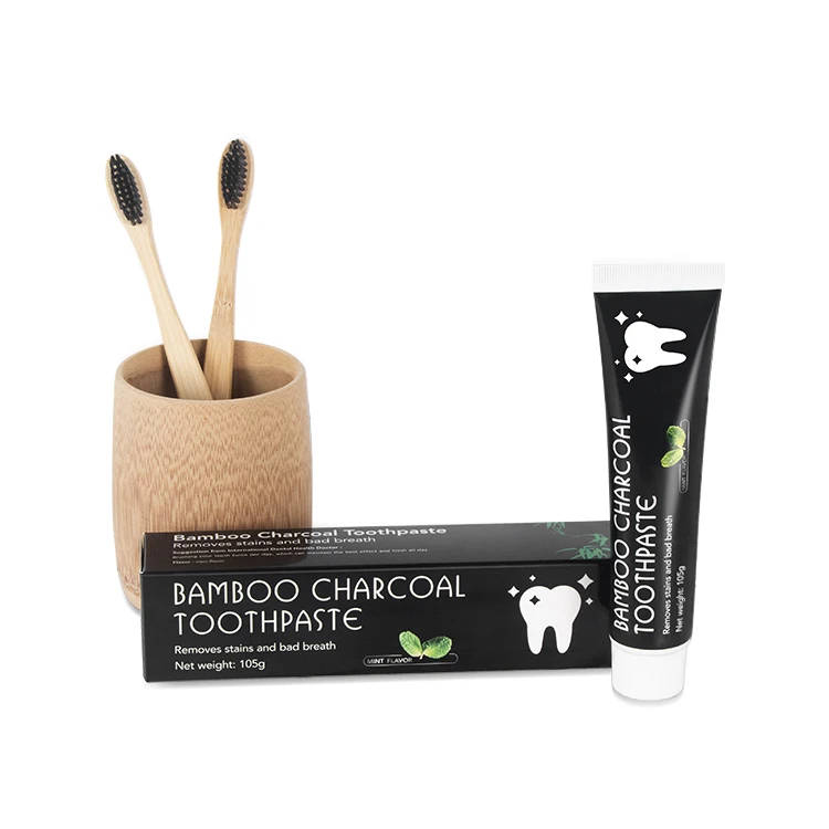 

Top selling 100% natural bamboo charcoal whitening organic tooth paste toothpaste, Black paste