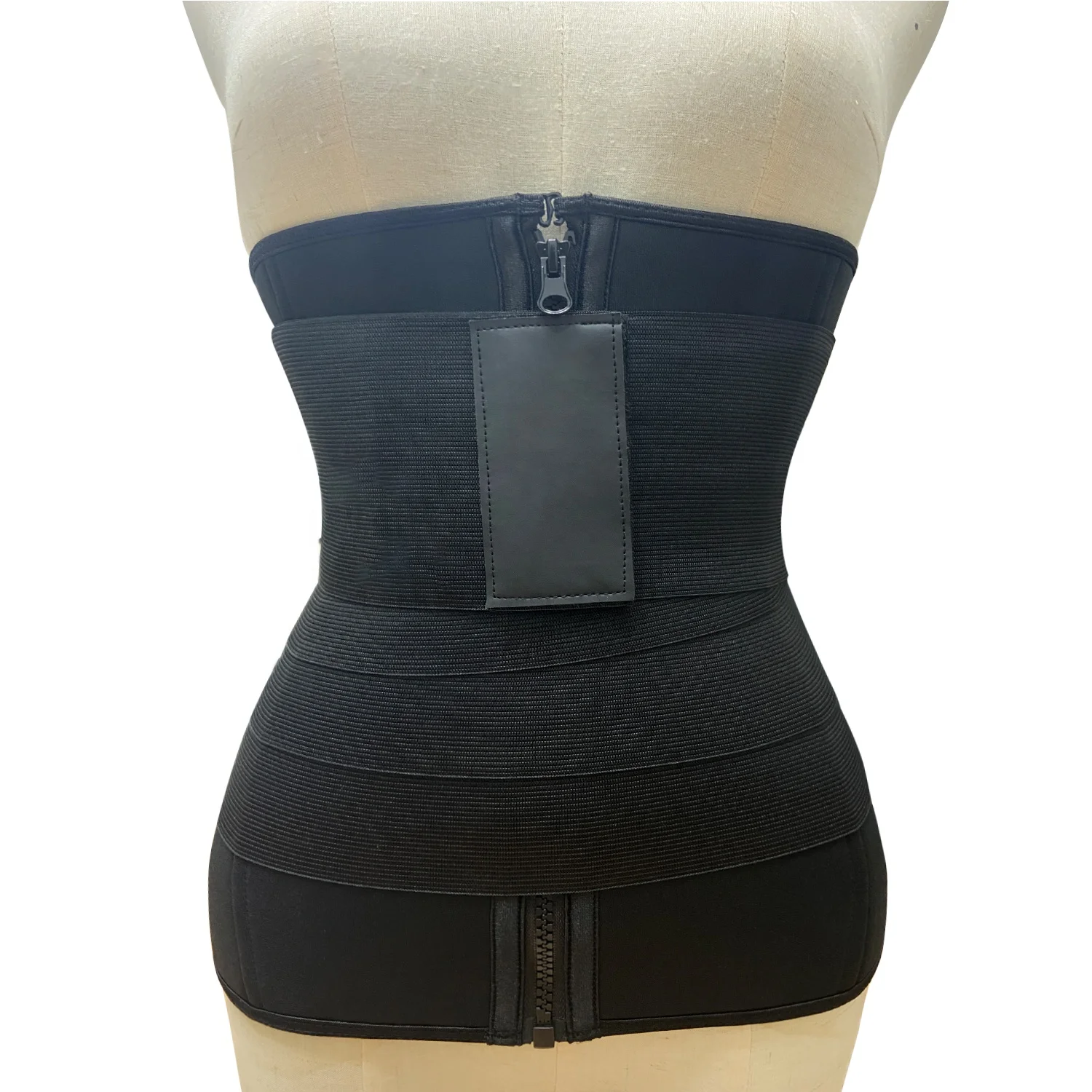 

OEM Service 4 Meters Polyester Tummy Wrap Band Rubber Waist Trainer Belt Elastic Band Length Body Shaper Women Tummy wrap, Black