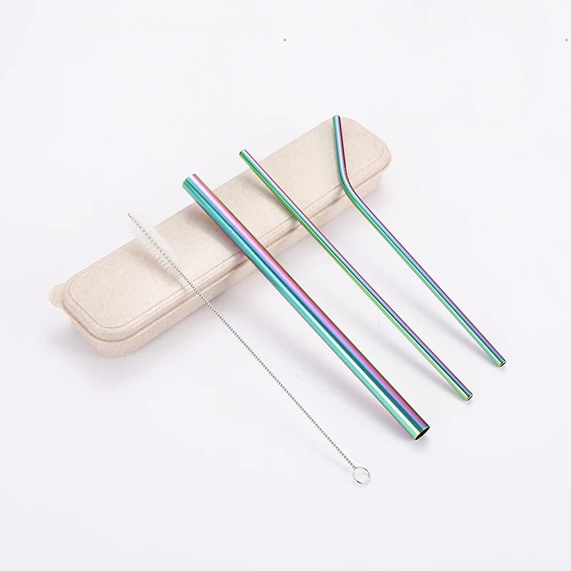 
Amazon hot Stainless Steel Straws reusable metal drinking straws brush With logo 