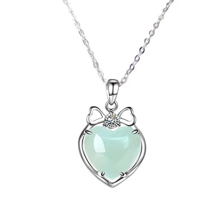 

S925 Silver Inlay Natural Emerald Pendant Love Myanmar A Goods Factory Live Delivery FC1010306