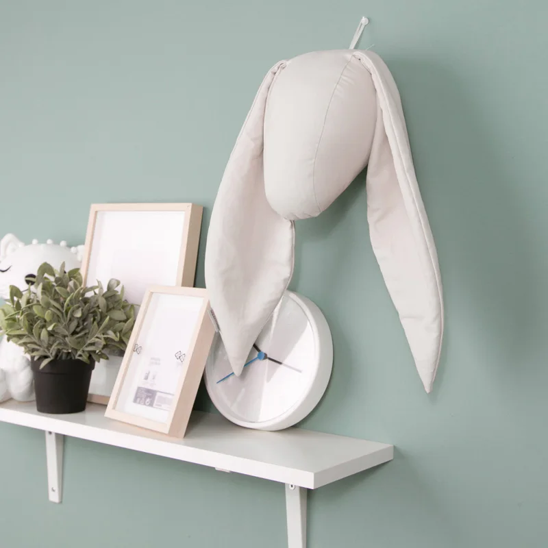 

Handmade cotton cloth indoor wall hanging rabbit head decoration animal head toddler bedroom home decoration