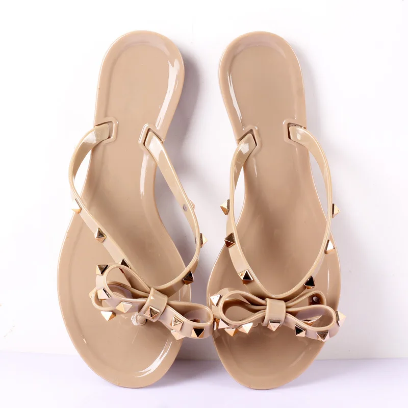 

2019 Woman Sandal Rivet Flip Flops Slippers Flat Jelly Shoes