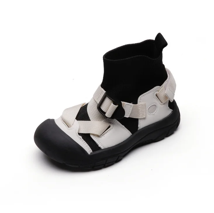 

2021 Children's Flying Knit Socks Shoes Boys Black Retro Sneakers Girls Casual Fashion Short Boots, As pic