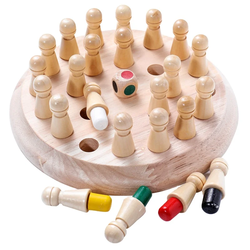 

Montessori For Kids Wooden Color Memory Match Stick Chess Game Toy For Children 3D Puzzle Educational Gift Family Casual Game