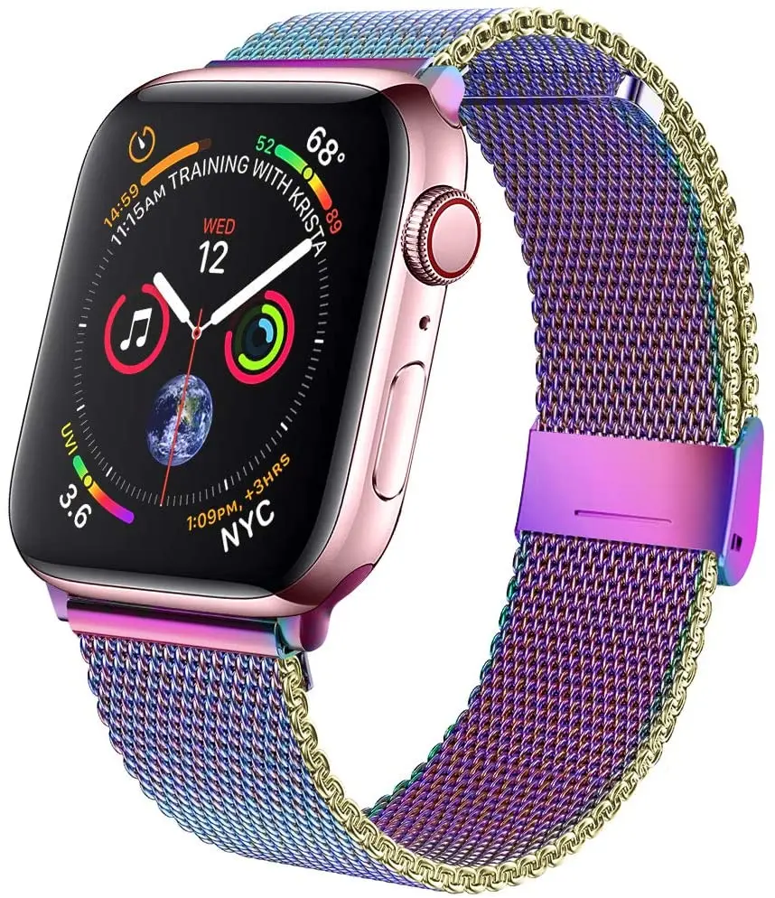 

Magnetic Stainless Steel Metal Strap Milanese Watch Band For Apple Watch Series 7 5 6 41mm 45mm For Apple Watch Mesh Band, Rose gold , silver , black,blue more 15 colors