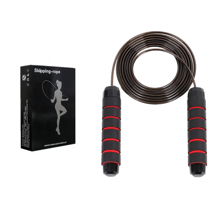 

Hot Selling Factory Price 3 Meters Box Packaging Speed Skipping PVC Coated Wire Jump Rope for Adult, Black/red/green/blue