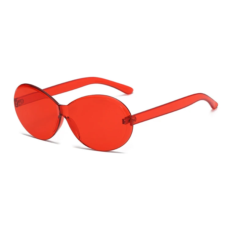 

Wholesale Neon Cheap Oval Round Rimless Luxury Colorful Shades Oversize Sunglasses Women, Red;blue;yellow;green;purple;pink