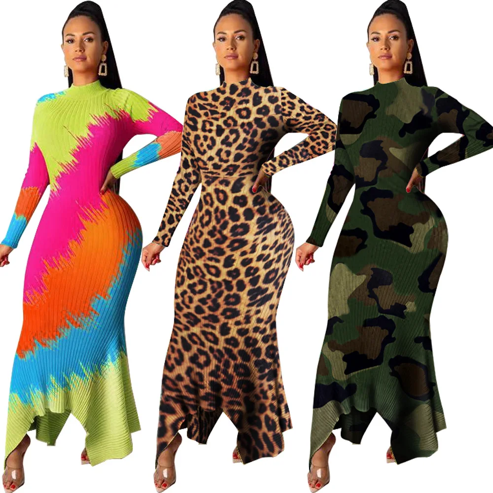 

91023-MX93 autumn new styles print long pencil dresses women