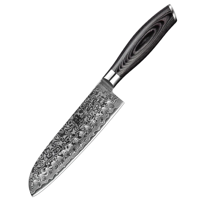 

7 inch Japanese Damascus steel kitchen santoku knife with Pakka wood handle
