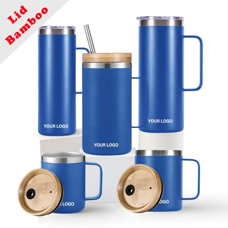 

Eco friendly 12oz 14oz 20oz insulation double wall stainless steel coffee cup with bamboo lid and straw tea cup tumbler