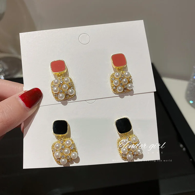 

fashion trendy wholesale drop black pearl earings