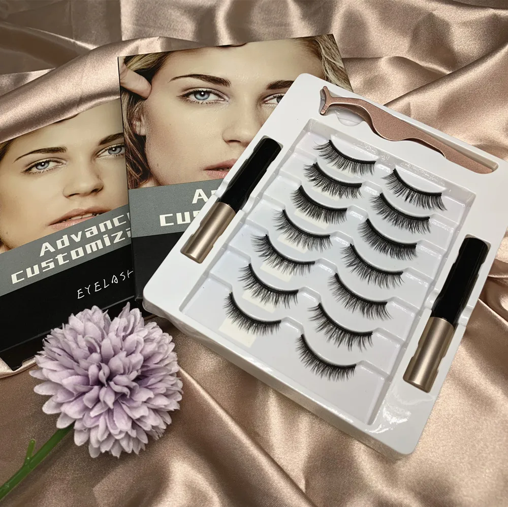 

Dual Magnetic Eyelashes Oem Self Adhesive Eyelashes Set Magnetic Eyelashes Applicator, Custom color