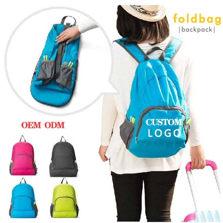 

Wholesale Outdoor Business Travel Bags Nylon folding advertising backpack best travel backpacks bag printing logo custom