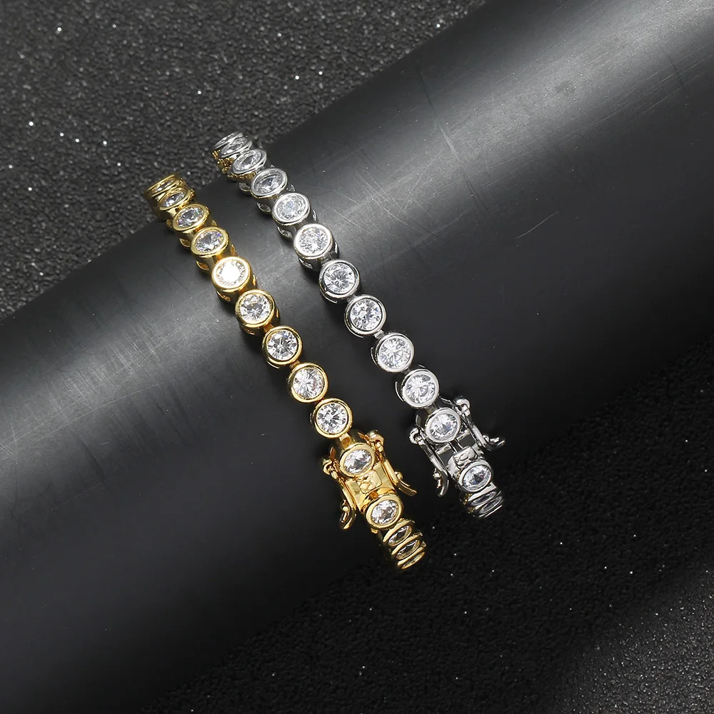 

TUNKALL BB112 4mm Bracelet CZ brass Chain Bling Bling Hip hop iced out jewelry