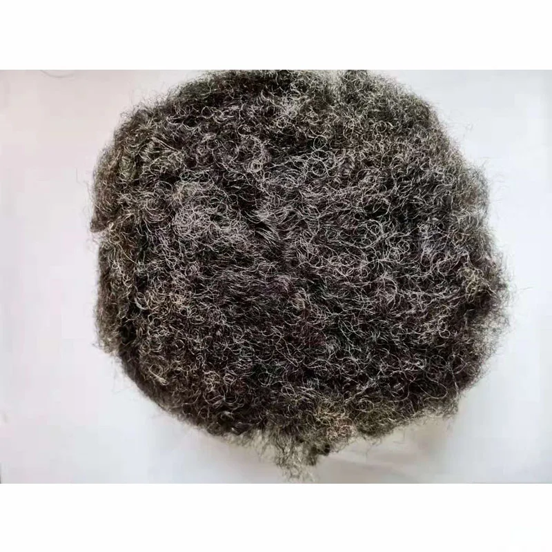 

Afro Kinky Curly Hairpiece Toupee For Black Men Cheap Afro Curly #1B20 Hair Replacement System Toupee