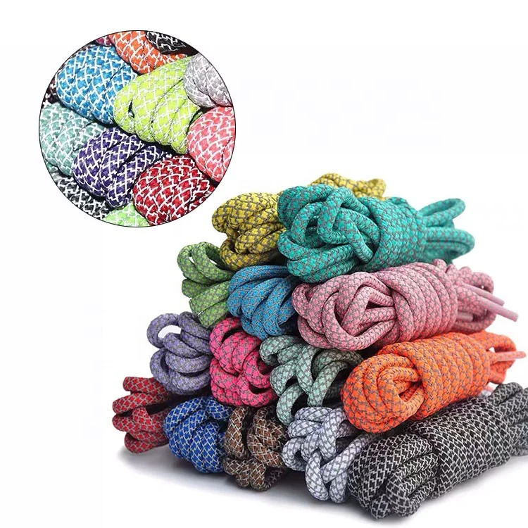 

Custom Reflective Shoelaces Round Polyester 5mm Shoelaces yeezy shoelaces, Black/green/silver or custom