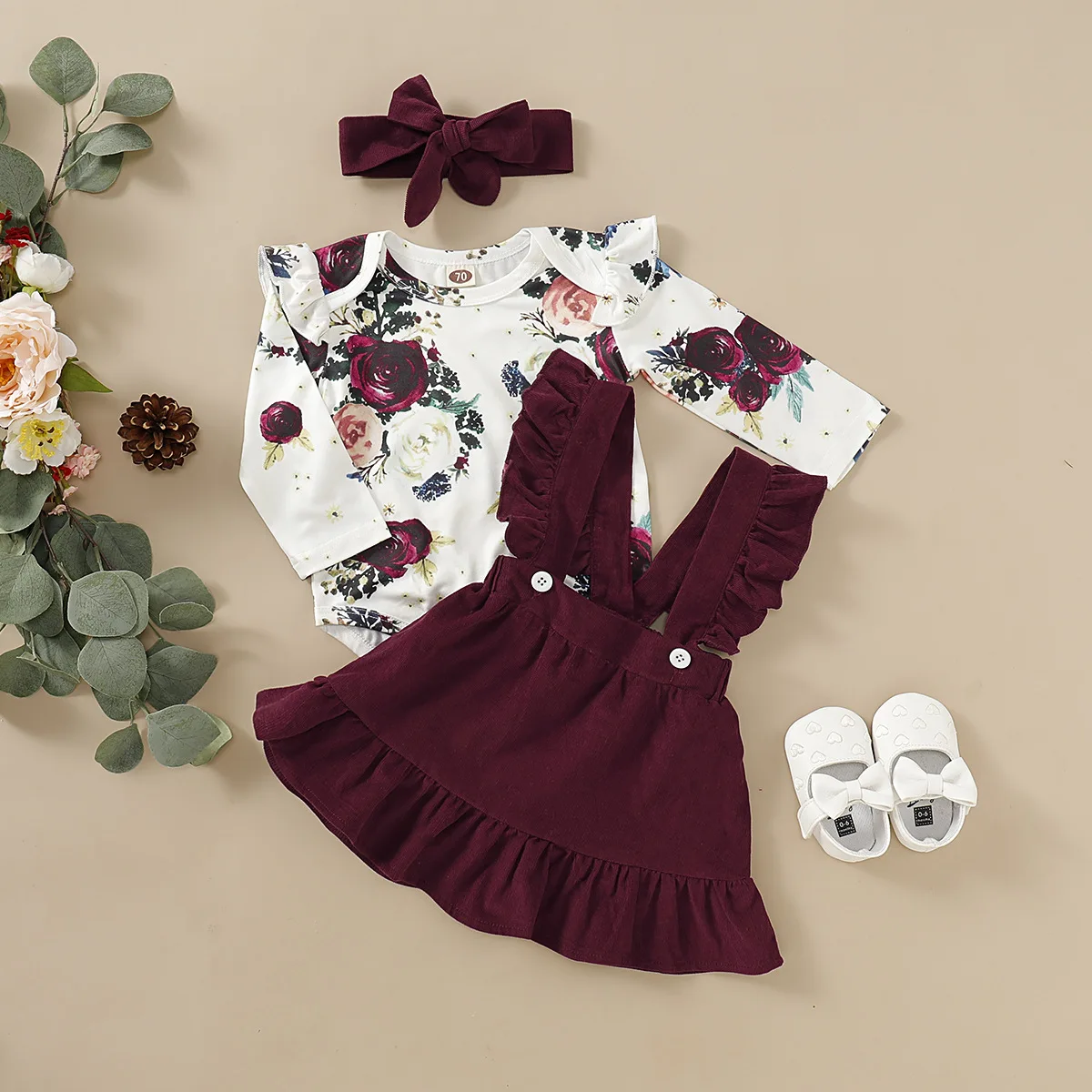

Fall Newborn Baby Girls Kids Clothes Set Fashionable Clothing M2078