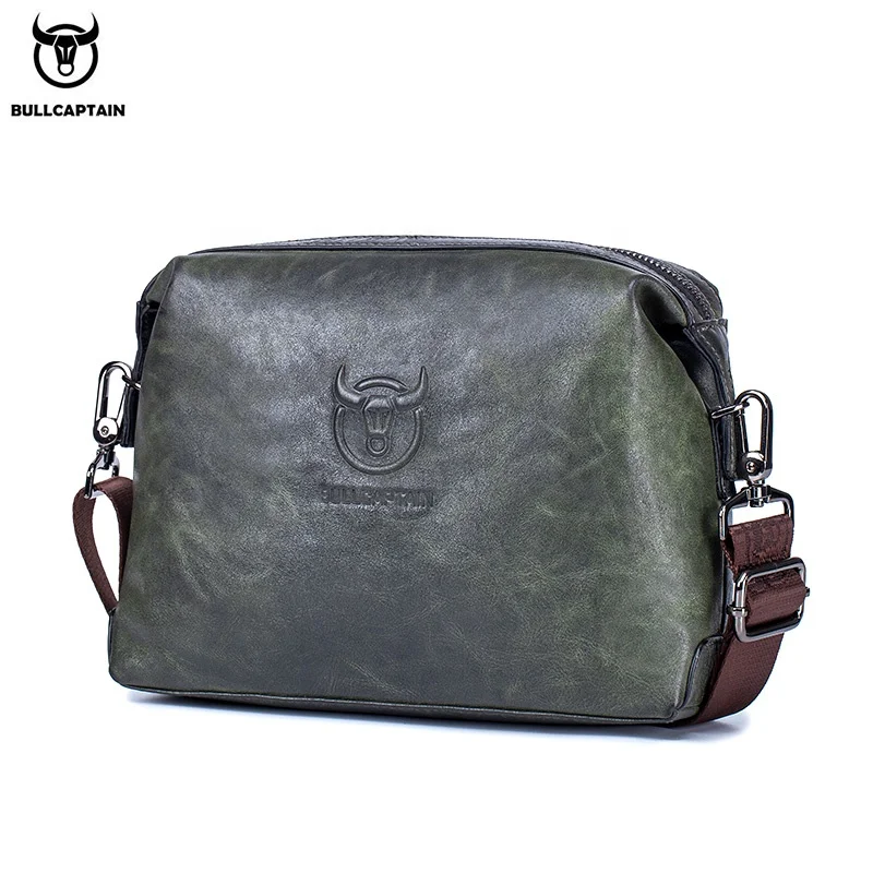 

BULLCAPTAIN leather men's bag shoulder bag men's portable messenger bag, Brown
