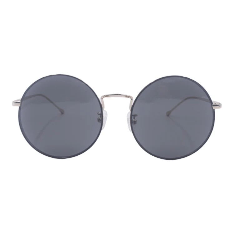 

Retro design metal round sunglasses gray black lens polarized sun glasses for men women