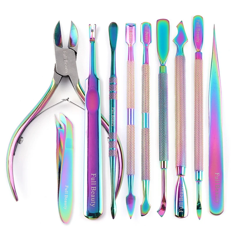 

Holographic Chameleon Stainless Steel Manicure Cuticle Pusher Remover for Nail Beauty Tools