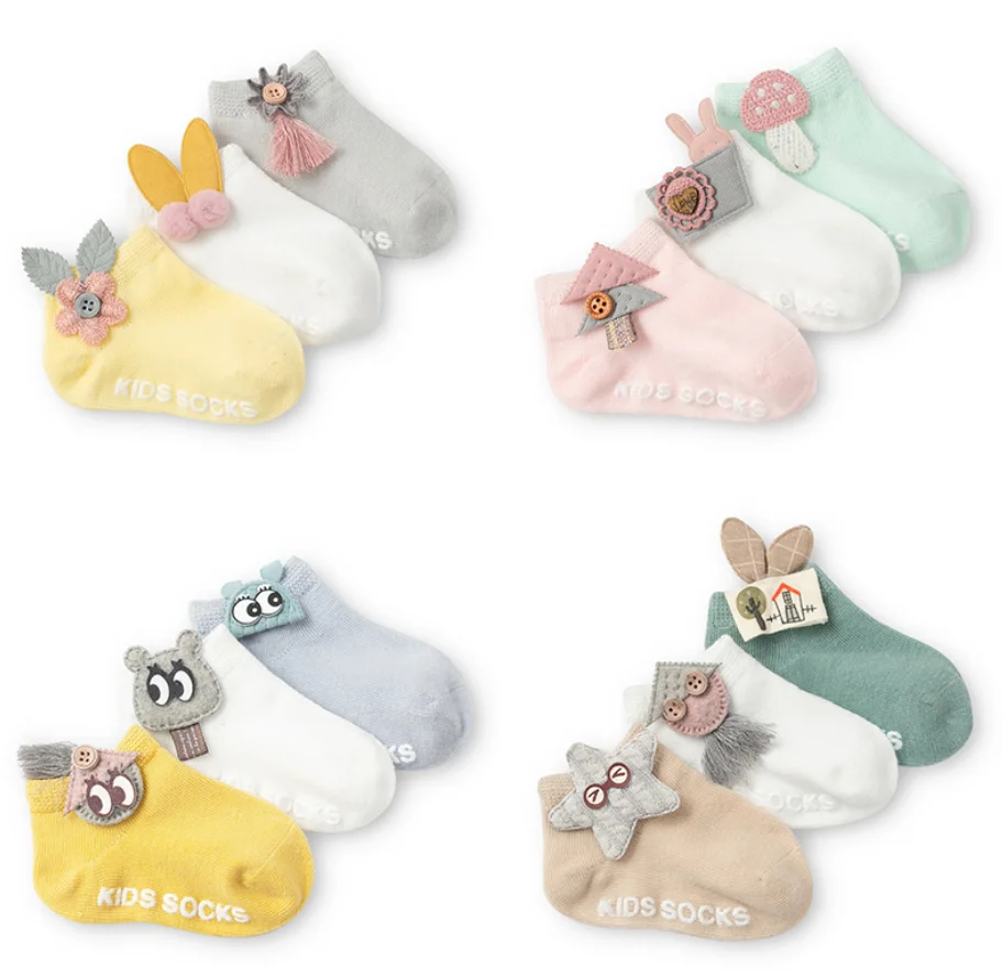 

Baby Socks Cotton Non Slip Toddler Socks Baby Girls Boys 3 Pack Anti Skid Ankle Socks