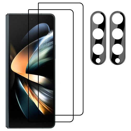 

For Samsung Galaxy Z Fold4 5G 2pcs Full Glue Full Screen Tempered Glass Film with 2pcs Lens Protector