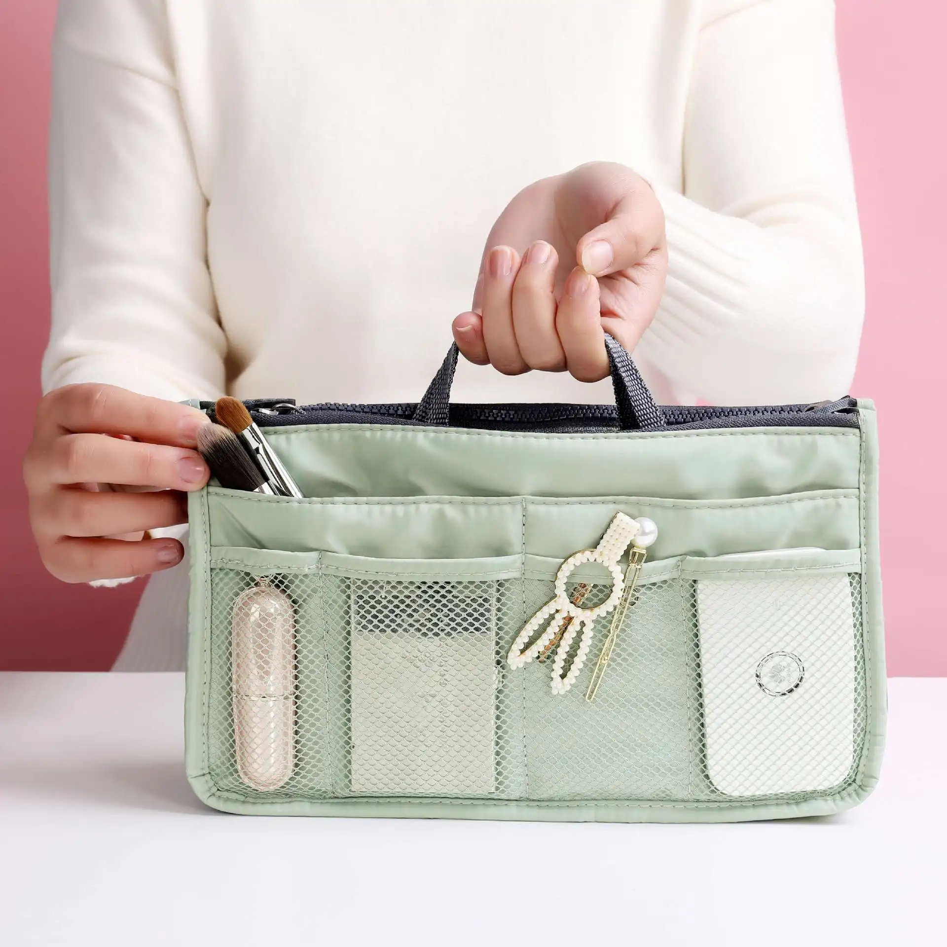 

eco friendly nylon cosmetic bag travel makeup bag organizer, 6 colors