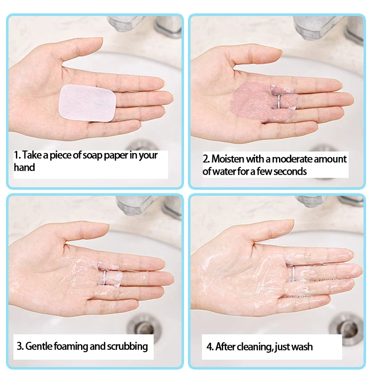 Travel Portable Mini Paper Soap Sheets Disposable Water Soluble Hand