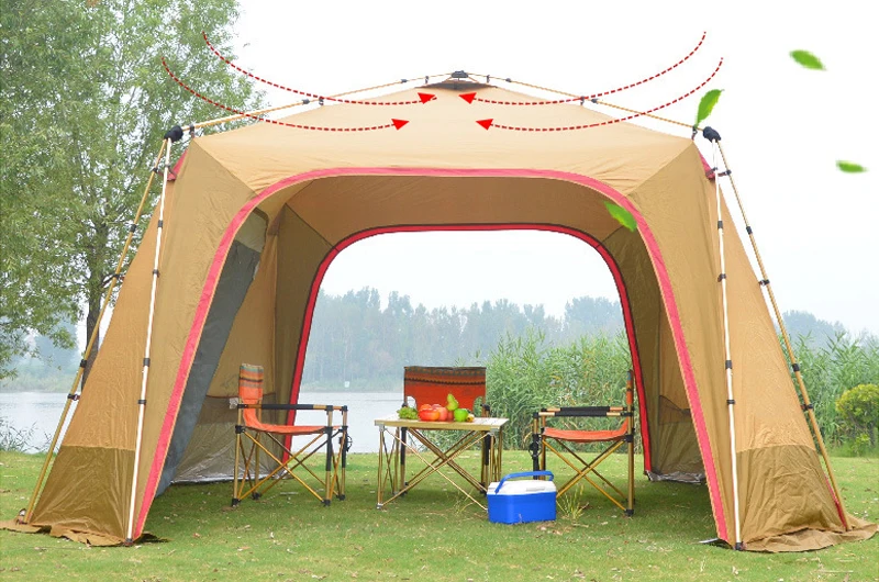 户外大型自动帐篷铝杆多人方形顶免费建立防风防水帐篷遮光罩