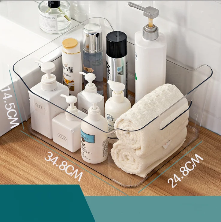 

Home bathroom livingroom clear transparent plastic sundries storage box