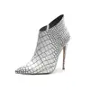 New European and American style ladies high heel boots sexy stone pattern PU zipper high heel boots