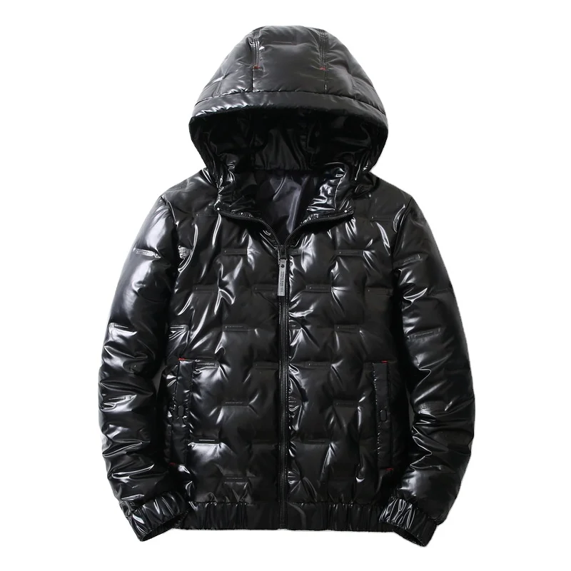 

OEM Custom Padded Bubble Coat Puffer Duck Down Jacket Hooded Shiny Mens Winter Jacket