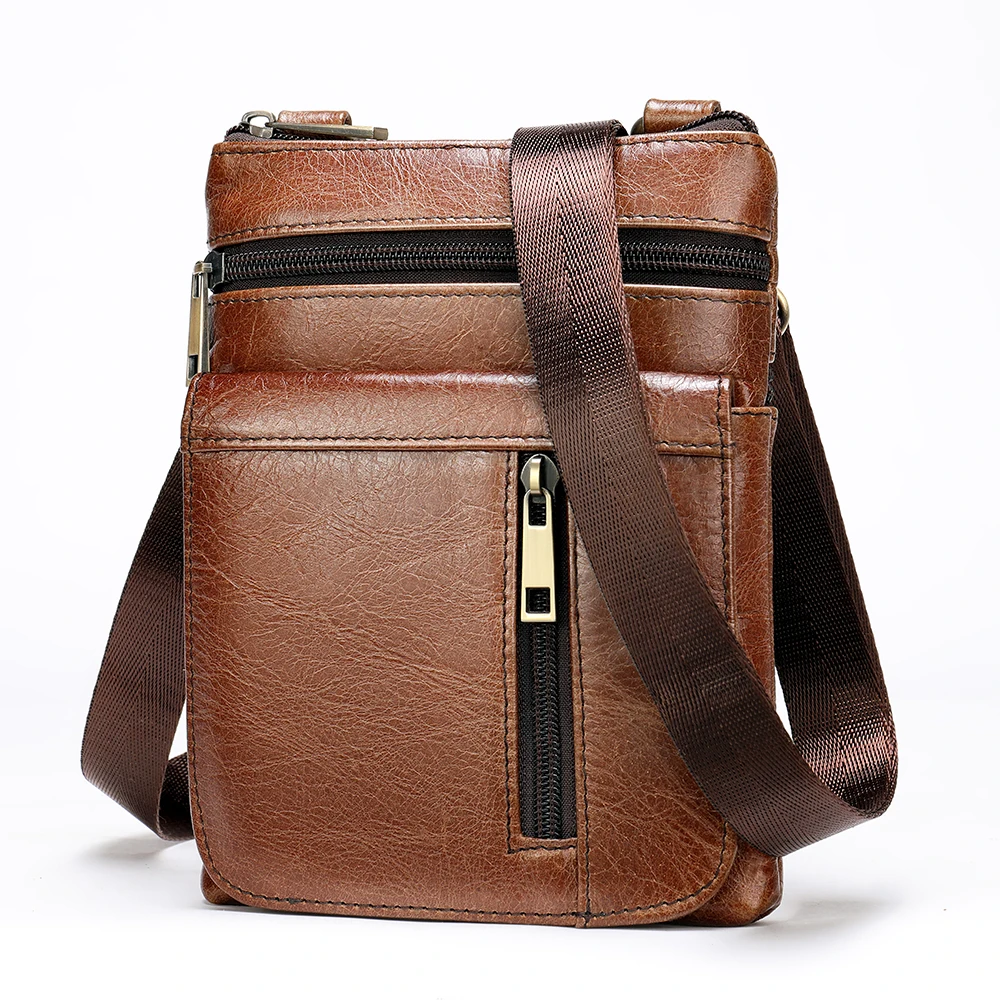 Amazon Drop Shipping Genuine Leather Men Bags Small Shoulder Crossbody ...