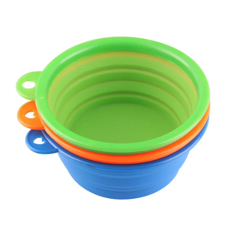 

Pet TPR Folding Bowl Pet Cat Food Bowl New Portable Outing Dog Feeder Bowl, Orange,blue,green
