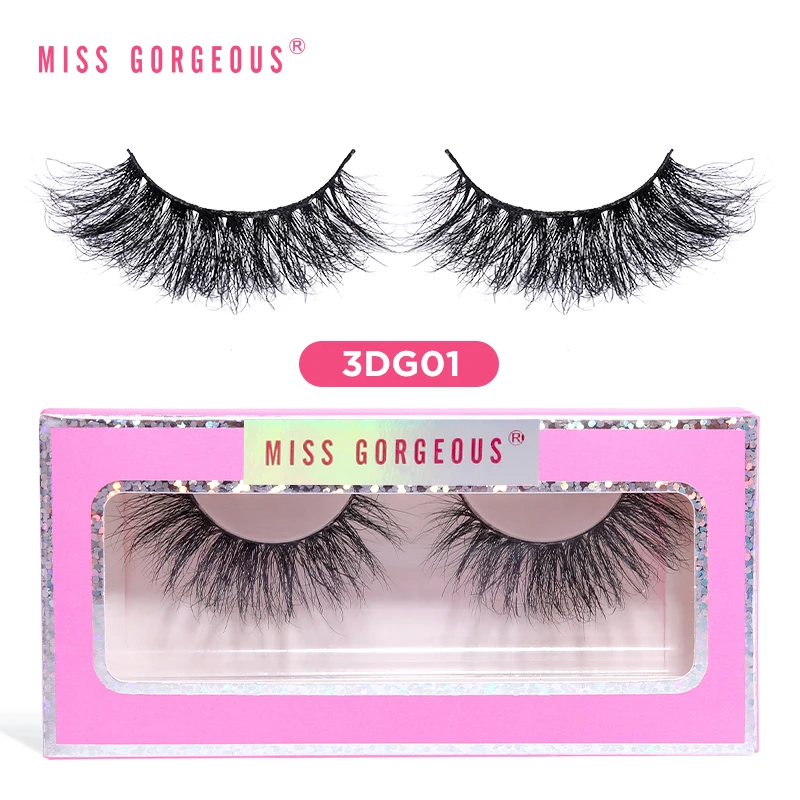 

Miss Gorgeous Wispy 3d Mink Eyelashes Strips Soft Cotton Band Fake Lashes False Eyelash Wholsale Accept Customized Private Label, Black