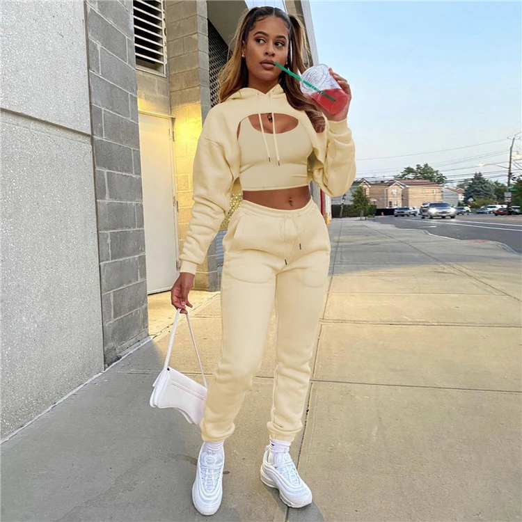 

Best Seller Fall Winter New Printed Top And Pants Jogger Set 3 Pcs Track Suit Outfits Three Piece Set Women Clothing