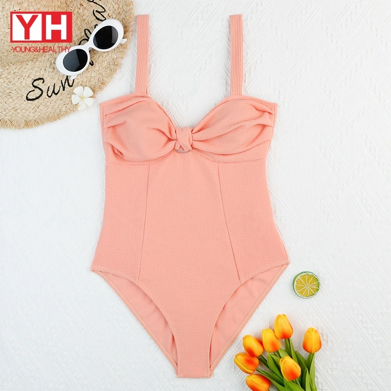 

Customized Logo Blank Low Price Modest Womens One Piece Cut Out Swimwear Bikini Swim Suit Set